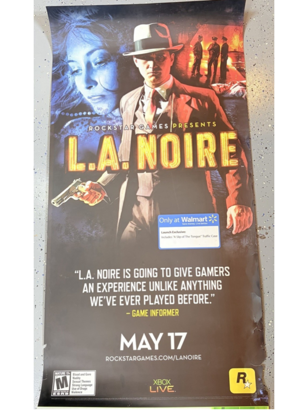 L.A. Noire PVC Store Promo Poster Rockstar Walmart Xbox 360 28x58